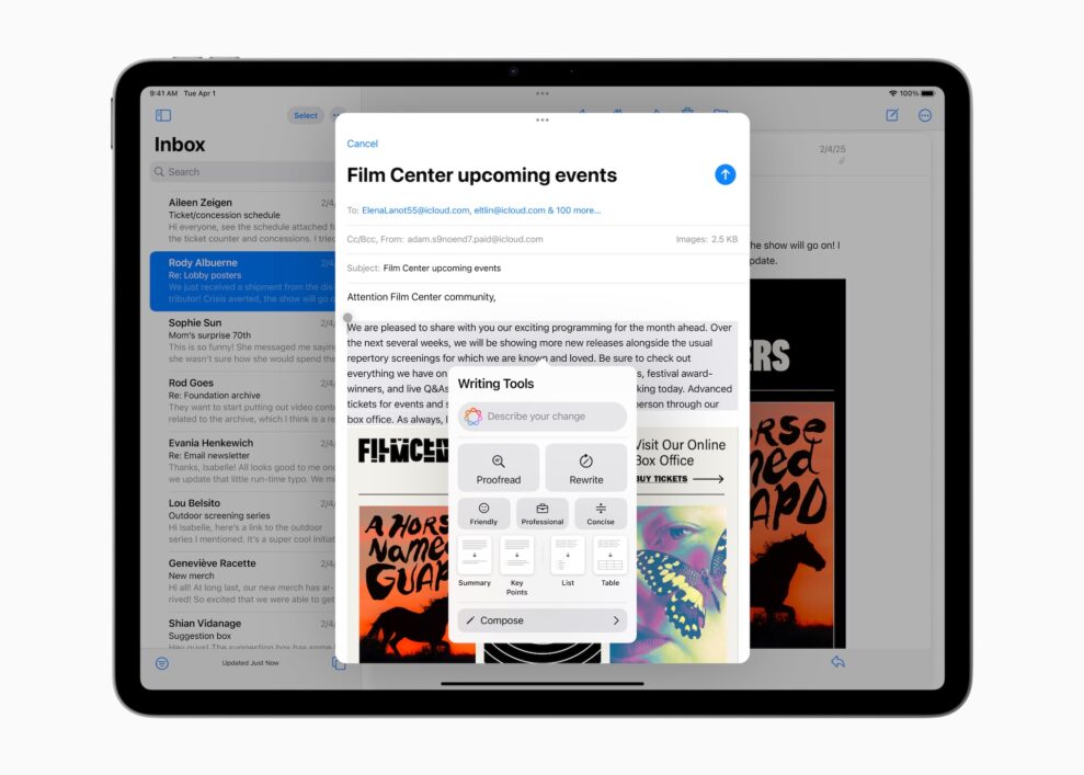Apple iPad Air 11” (2025) 2 Apple iPad Air Apple Intelligence Writing Tools web
